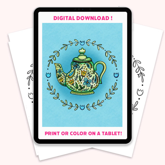 Easy Floral Tea Pot - Digital Download