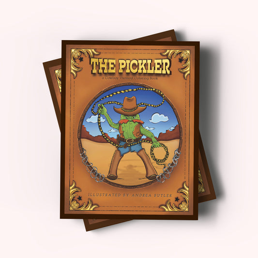 "The Pickler" A Cowboy Themed Coloring Book -  Digital Book , 8.5x11 JPG